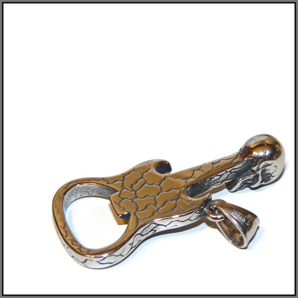 Stainless Steel Skull Guitar Gothic, Heavy Metal Pendant, Rock n Roll Pendant - Picture 6 of 6